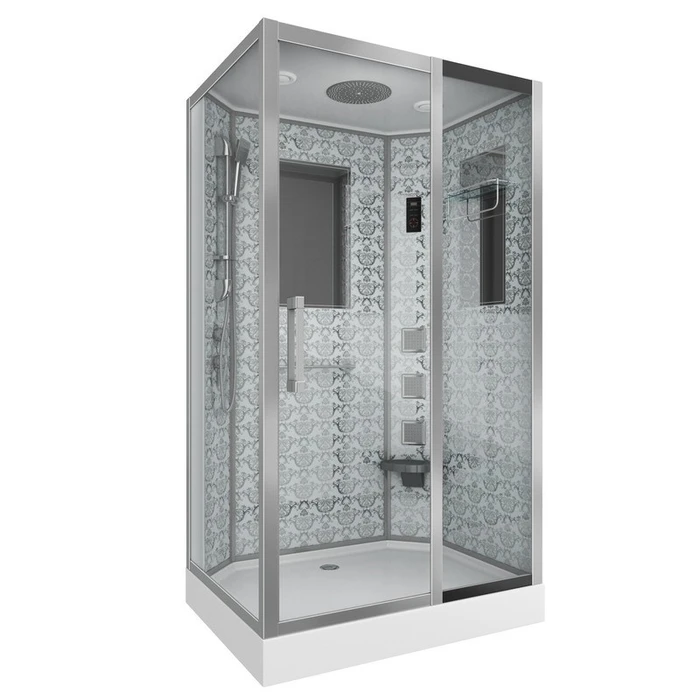 Душевая кабина Niagara Luxe NG-7711WR (90x120х215) низкий поддон(15см),дверь раздвижная,стенки серебро,6 мест 7711WR