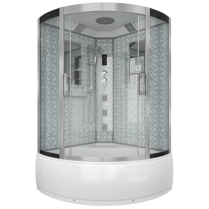 Душевая кабина Niagara Luxe NG-7744W (120x120х215) высокий поддон(50см),дверь раздвижная,стенки серебро,4 места 7744W