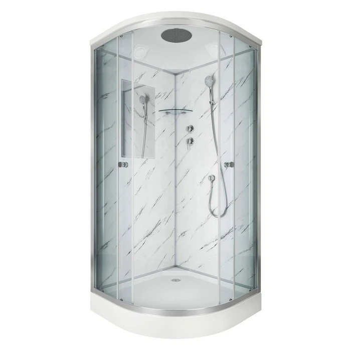Душевая кабина Niagara Luxe NG-7702M (100x100х210) низкий поддон(15см),дверь раздвижная,стенки мрамор,3 места 7702M