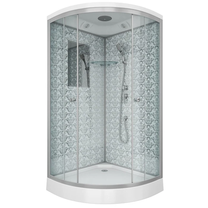 Душевая кабина Niagara Luxe NG-7701W (90x90х210) низкий поддон(15см),дверь раздвижная,стенки серебро,3 места 7701W