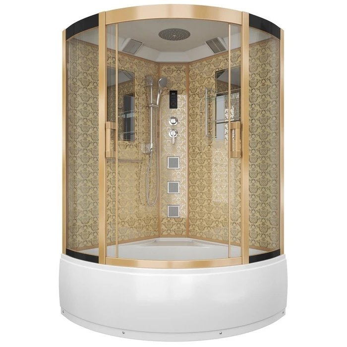 Душевая кабина Niagara Luxe NG-7744G (120x120х215) высокий поддон(50см),дверь раздвижная,стенки золото,4 места 7744G
