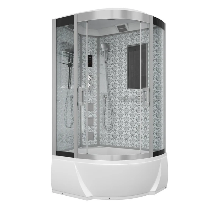 Душевая кабина Niagara Luxe NG-7712WL (80x120х215) высокий поддон(38см),дверь раздвижная,стенки серебро,4 места 7712WL