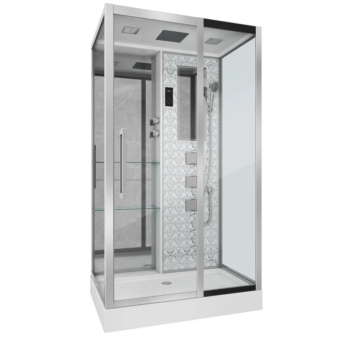 Душевая кабина Niagara Luxe NG-7713WR (82x120х215) низкий поддон(15см),дверь раздвижная,стенки серебро,5 мест 7713WR