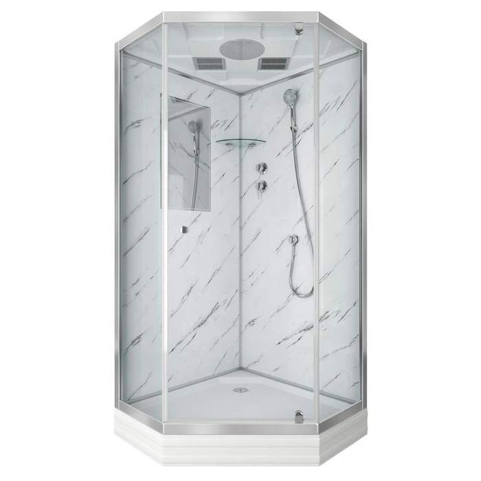 Душевая кабина Niagara Luxe NG-7702DM (100x100х210) низкий поддон(15см),дверь распашная,стенки мрамор,3 места 7702DM
