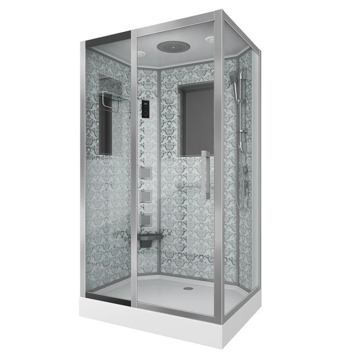 Душевая кабина Niagara Luxe NG-7711WL (90x120х215) низкий поддон(15см),дверь раздвижная,стенки серебро,6 мест 7711WL