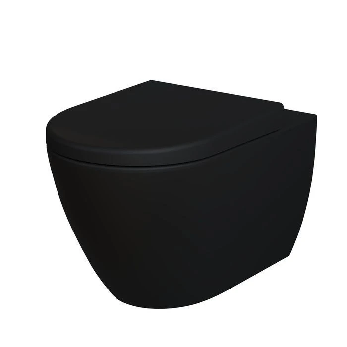 Унитаз Queen 113T20201R (570*360*400) ЧЁРНЫЙ МАТОВЫЙ подвесной БЕЗОБОДКОВЫЙ, 1 место 113T20201R