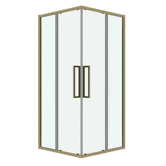 Душевое ограждение Grossman Cosmo 300.K33.02.9090.32.00 (90х90х195) квадрат,раздвижная,золото сатин,стекло прозрачное, 1 место 300.K33.02.9090.32.00