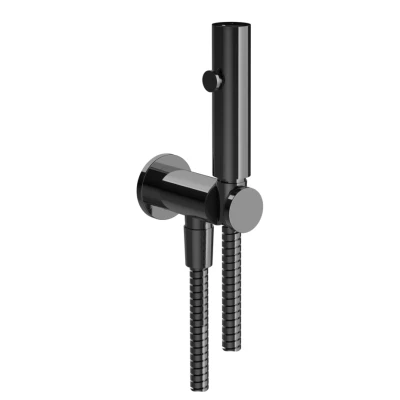 Gessi гигиенический душ, лейка, шланг 1250 мм, шланговое подсоединение -держатель лейки, цвет Black Metal PVD 45123.706