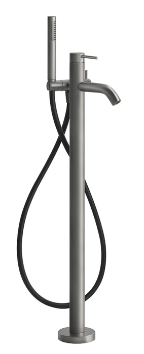 Gessi Bath-Shower 316 смеситель для ванны напольный с душевой лейкой, внешняя часть, цвет Black Metal Brushed PVD 54028.707