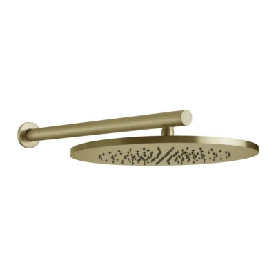 Gessi Bath-Shower 316 верхний душ ?355 мм, шарнирный с настенным держателем 500 мм, цвет Brushed Brass PVD 54148.727