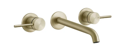 Gessi Flessa смеситель для раковины встраиваемый, на 3 отверстия изливом, без донного клапана, внешняя часть, цвет Brushed Brass PVD 54094.727