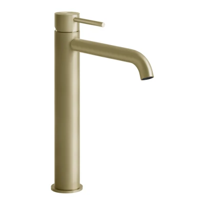 Gessi Flessa смеситель для раковины высокий, длинный излив, без донного клапана, соединительные шланги, цвет Brushed Brass PVD 54006.727