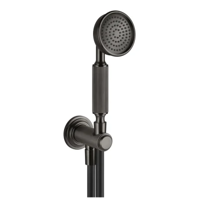 Gessi Venti20 ручной душ, шланговое подсоединение, держатель, шланг 1500 мм, лейка с защитой от известкового налёта, цвет Black Metal Brushed PVD 65123.707