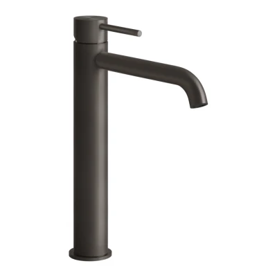 Gessi Flessa смеситель для раковины высокий, длинный излив, без донного клапана, соединительные шланги, цвет Black Metal Brushed PVD 54006.707