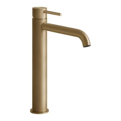 Gessi Flessa смеситель для раковины высокий, длинный излив, без донного клапана, соединительные шланги, цвет Warm Bronze Brushed PVD 54006.726