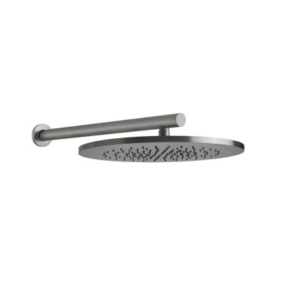 Gessi Bath-Shower 316 верхний душ ?355 мм, с защитой от известкового налёта, шарнирный с настенным держателем 500 мм, цвет Steel Brushed 54148.239
