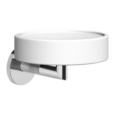 Gessi Anello мыльница настенная, белый композитный материал, держатель, цвет хром 63701.031