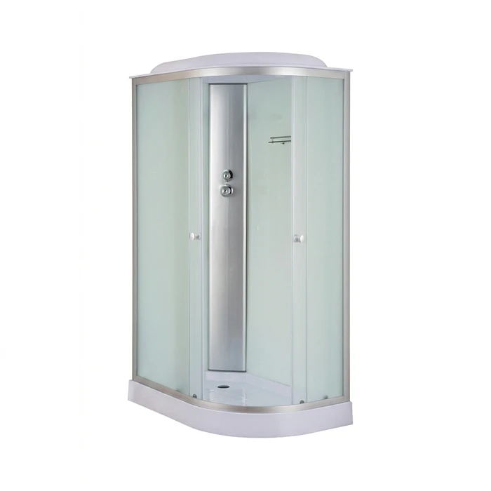 ДК EvaGold прямоугольная левая F121WS-L (80*120 низ. под., рифл. стек., белая стен., хром матовый проф. 3к) EG210013