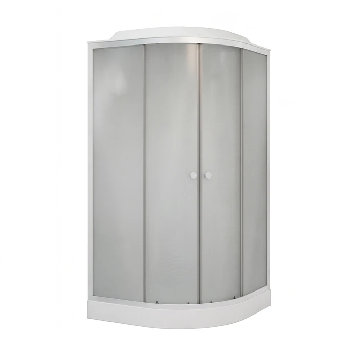 ДК EvaGold полукруг F101WS (100*100, низ.под., рифл. стек., белая стен., хром матовый проф. 3к.) EG210005
