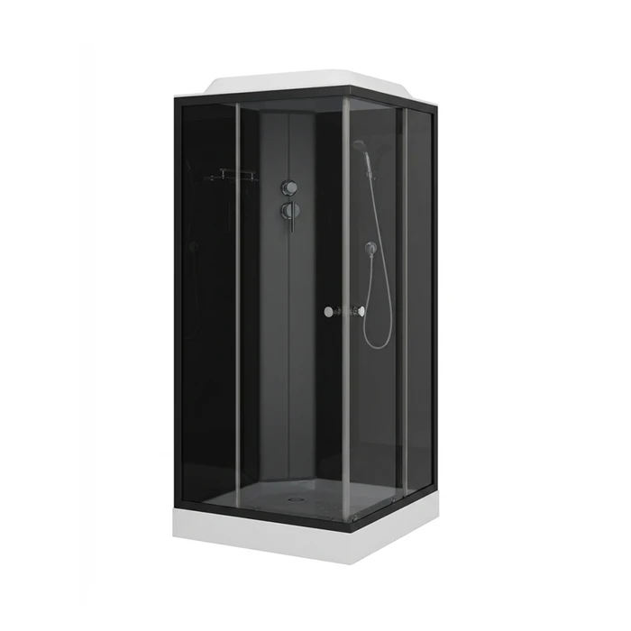 ДК EvaGold квадрат T901BB-Q (90*90, низ.под., тонир. стек., черн. стен., черный матовый проф. 4к.) EG210016