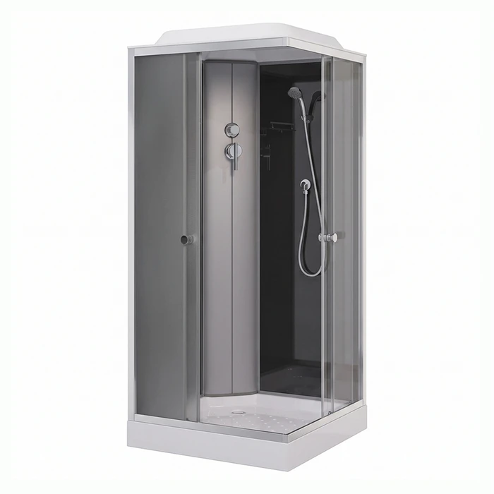 ДК EvaGold квадрат F901BS-Q (90*90, низ.под., рифл. стек., черн. стен., хром матовый проф. 4к.) EG210018