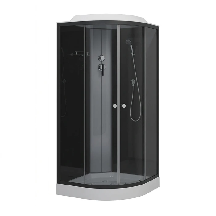 ДК EvaGold полукруг T901BB (90*90, низ.под., тонир. стек., черн. стен., черн. матовый проф. 3к.) EG210024