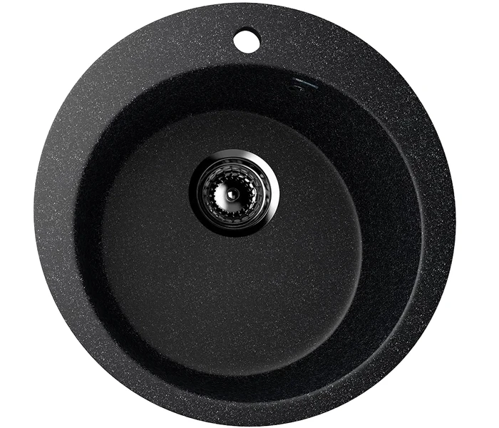 Мойка композит.Ulgran U-405 КРУГЛАЯ 308 черный 495*495*220 с сифоном U-405-308