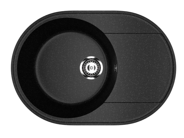 Мойка композит.Practik PR-M 610-004 ОВАЛЬНАЯ черный оникс 610*470*190 без сифона 00-00010377