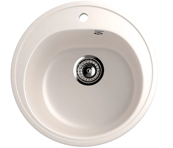 Мойка композит.Ulgran U-101 КРУГЛАЯ 331 белый 500*500*200 с сифоном U-101-331