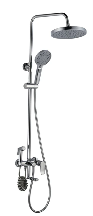 Душевая стойка со смесителем Борнео, хром, латунь, EvaGold EG400059