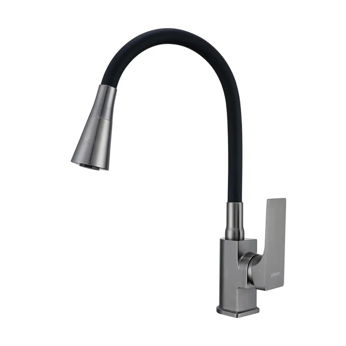 Смеситель Prohanss P61.4406.09 для кухни высокий гибкий излив, графит P61.4406.09