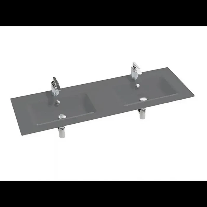 Раковина двойная стеклянная Jacob Delafon Vox EB2100-DD2, 140 х 46 см, серая глянцевая EB2100-DD2