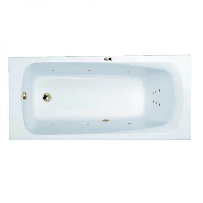 Гидромассажная акриловая ванна  Jacob Delafon Patio E6812RU-01 LINE BR, 170 х 70 см, каркас в подарок, белая, форсунки бронза E6812RU-01 LINE BR