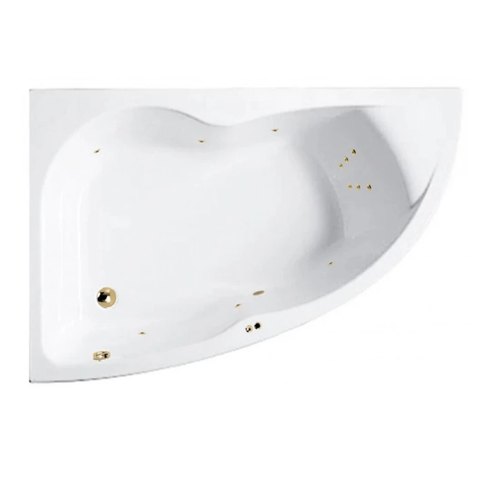 Гидромассажная акриловая ванна Jacob Delafon Micromega Duo Chromo E60221RU-00 LINE GL, 170 х 105 см, левая, белая, форсунки золото E60221RU-00 LINE GL