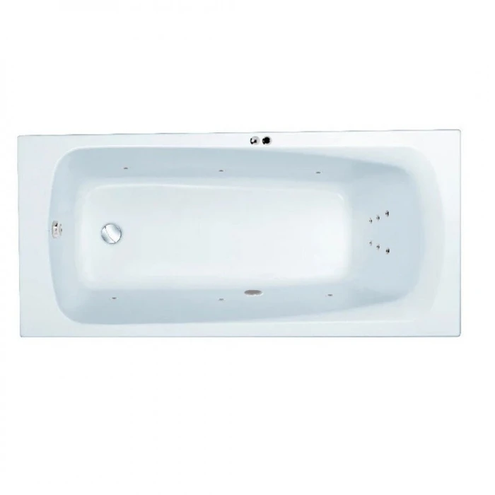 Гидромассажная акриловая ванна Jacob Delafon Patio E6812RU-01 LINE CR, 170 х 70 см, каркас в подарок, белая, форсунки хром E6812RU-01 LINE CR
