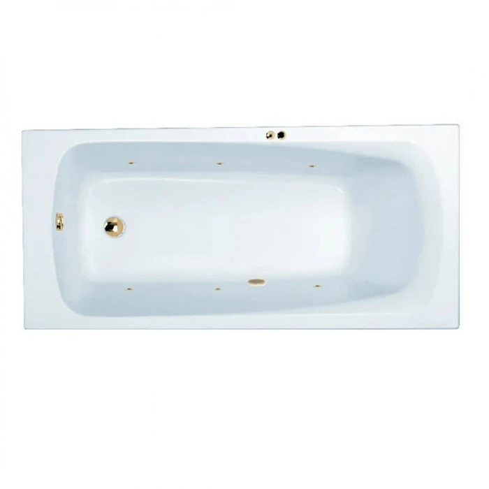 Гидромассажная акриловая ванна Jacob Delafon Patio E6812RU-01 SOFT GL, 170 х 70 см, каркас в подарок, белая, форсунки золото E6812RU-01 SOFT GL