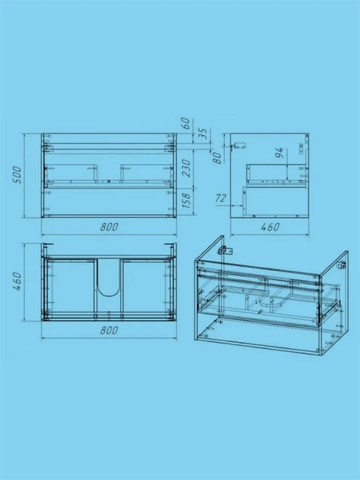 Тумба подвесная с раковиной для ванной 80 см Watersense Nancy корпус дуб фасад белый W01904
