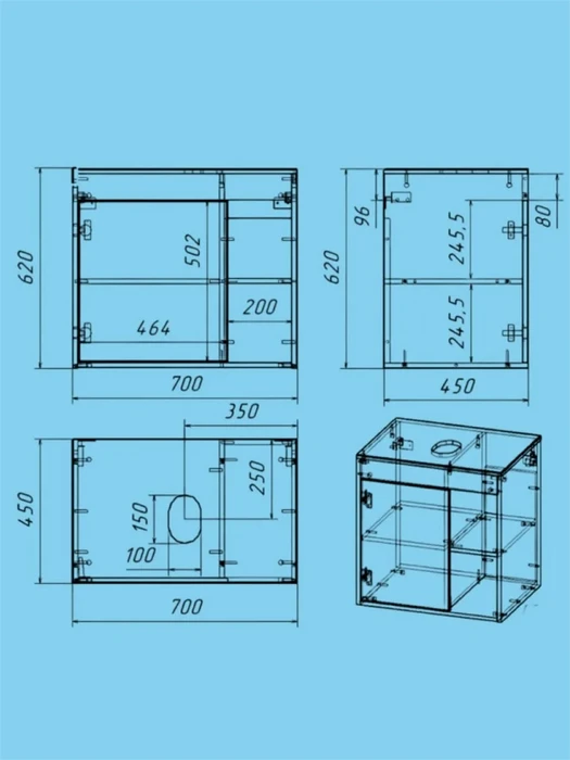 Тумба подвесная для ванной 70 см Watersense Mandy корпус дуб фасад графит W00561