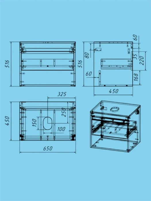 Тумба подвесная для ванной 65 см Watersense Belinda корпус дуб фасад белый W00546