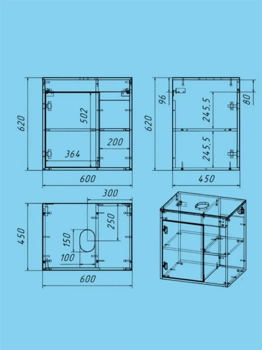 Тумба подвесная для ванной 60 см Watersense Mandy корпус дуб фасад белый W00556