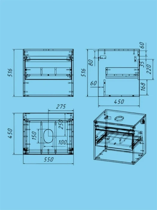 Тумба подвесная для ванной 55 см Watersense Belinda корпус дуб фасад графит W00550