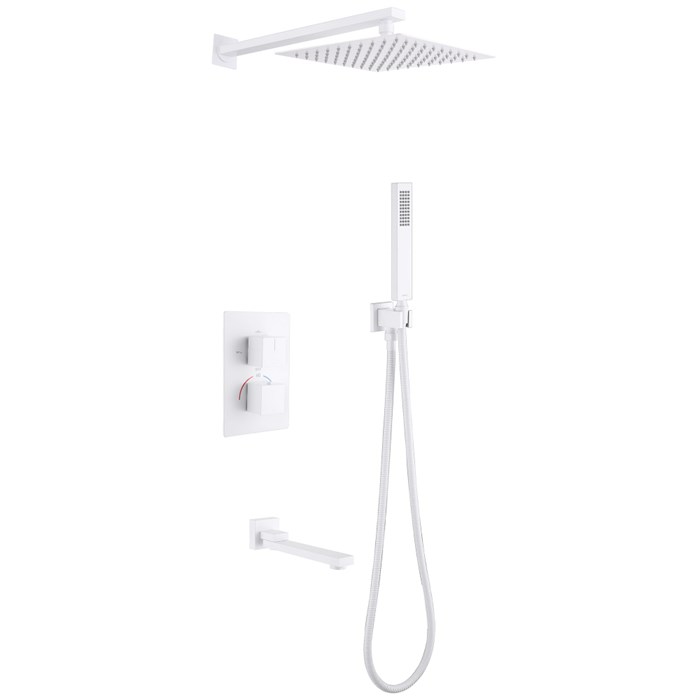 Душевая система ABBER Daheim AF8250W скрытого монтажа с изливом, термостат, белая матовая 7603 - фото 61158
