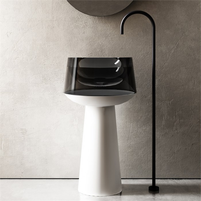 Раковина отдельностоящая прозрачная ABBER Kristall AT2706White-Onyx белый/черный AT2706White-Onyx - фото 74508