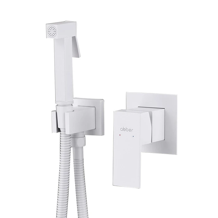 Смеситель ABBER Daheim AF8225W с гигиеническим душем, белый матовый AF8225W