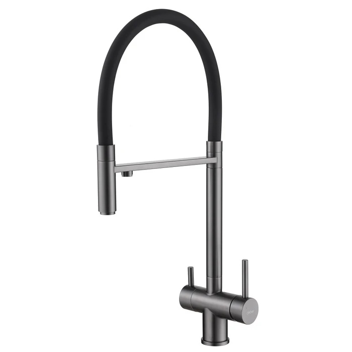 Смеситель ABBER Wasser Kreis AF81141NG для кухни с подключением к фильтру и выдвижной лейкой, оружейная сталь AF81141NG