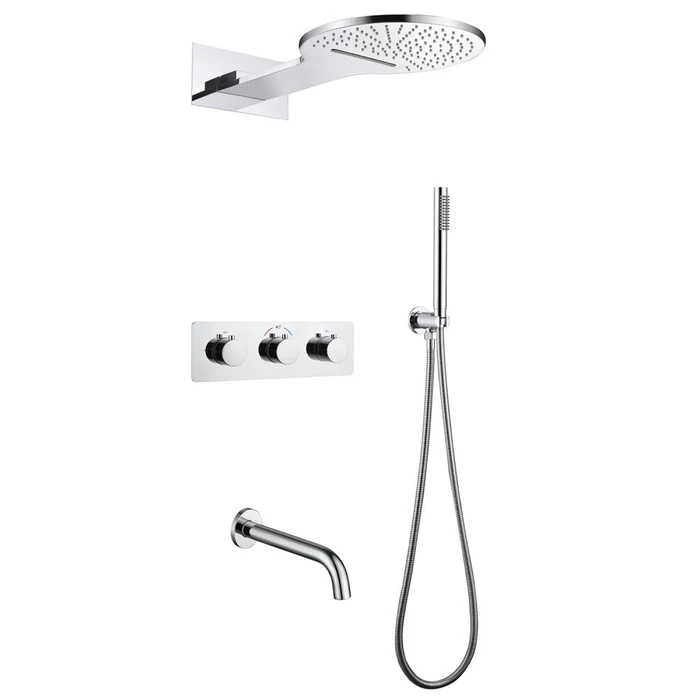 Душевая система ABBER Wasser Kreis AF8150 скрытого монтажа с изливом, термостат, хром AF8150