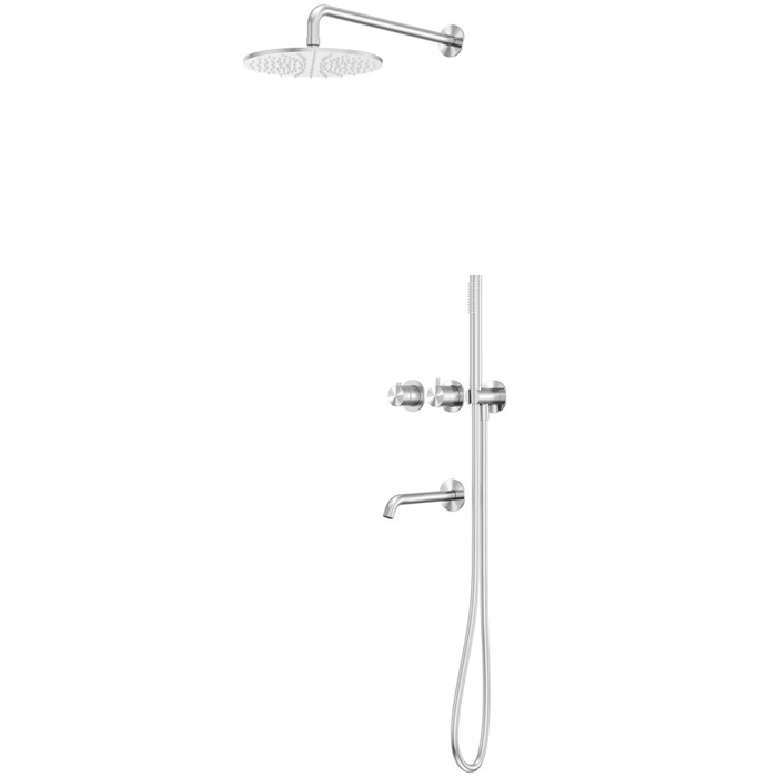 Душевая система ABBER Wasser Kreis 316 AF8150BST скрытого монтажа с изливом, термостат, брашированная сталь AF8150BST - фото 75929