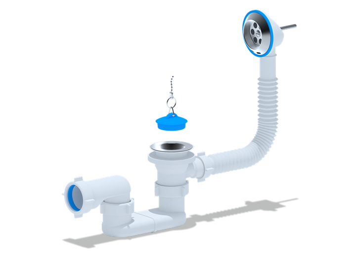 ANI Сифон   для ванны с выпуском   и переливом  1 1/2" плоский ANI PLAST E050 - фото 79052