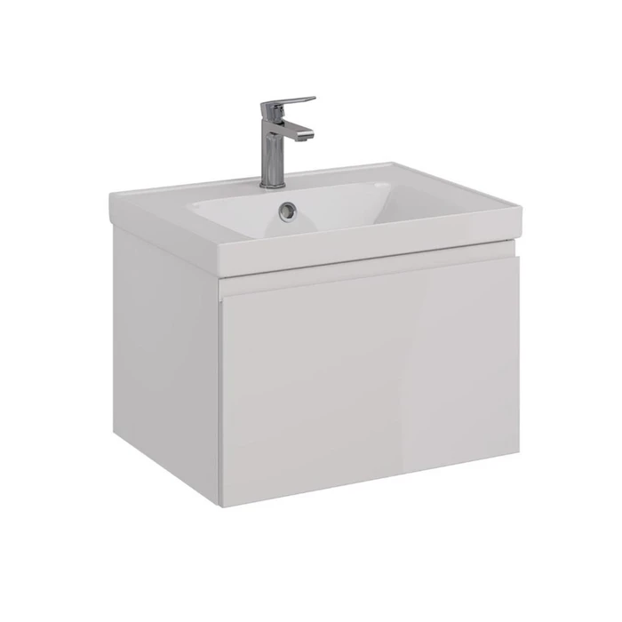 Тумба Lemark VEON MINI 60 см под 1 раковину, подвесная,1 ящик, цвет корпуса, фасада: Белый глянец LM02VM60T