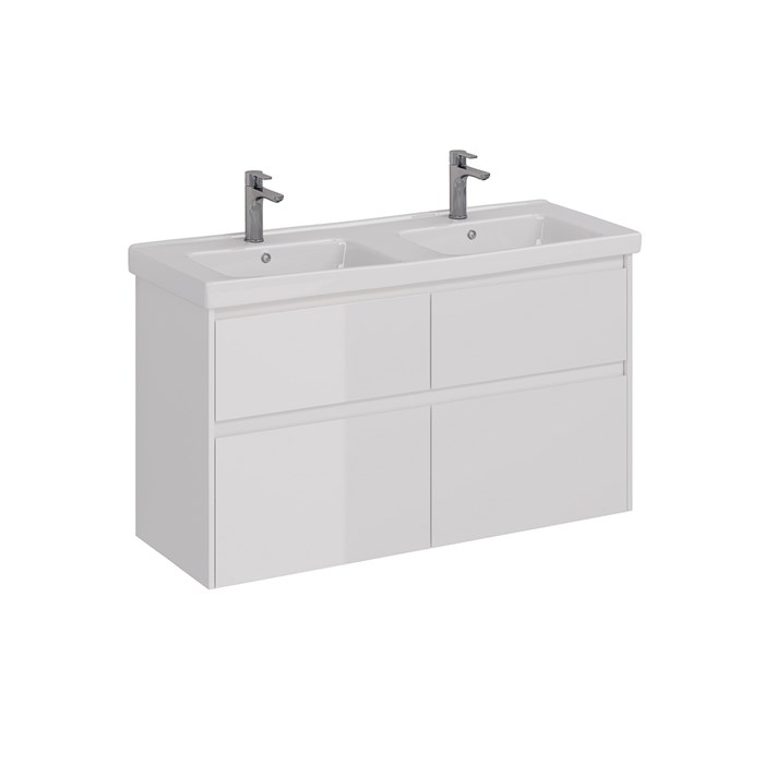 Тумба Lemark COMBI 125 см под 2 раковины, подвесная/напольная,4 ящика, цвет корпуса, фасада: Белый г LM03C125T - фото 81908